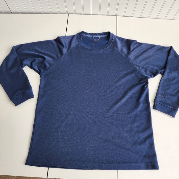 Columbia Men's Shirt Thermal Waffle Crew Long Sleeve Shirt Dark Blue Sz L - Picture 1 of 7